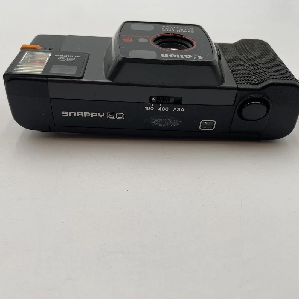 Vintage Canon Snappy 50 35mm Camera w/ Built-In Flash, Adjustable Strap READ